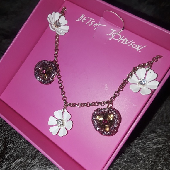 Betsey Johnson Glitter Rose Necklace - Picture 2 of 4
